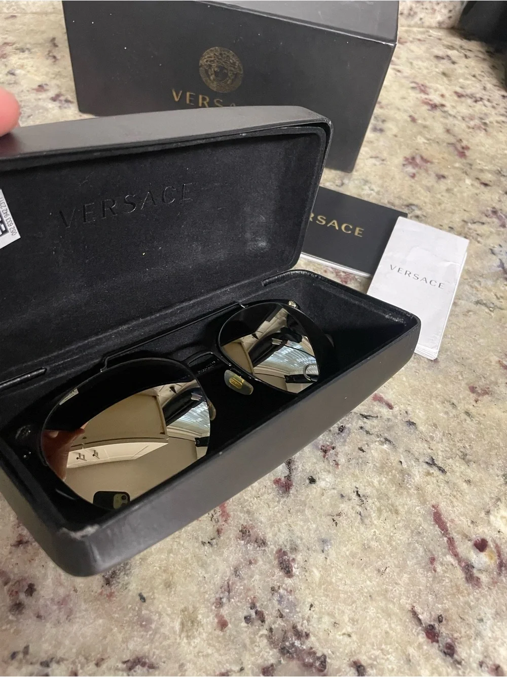 Versace Black Frame Sunglasses pilot aviator mod VE 2181 receipt case unisex